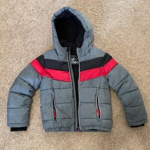 Kids Gray and Red Puffer Jacket
